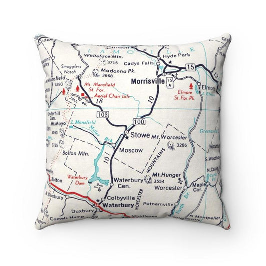 Stowe Vermont Vintage Map Throw Pillow