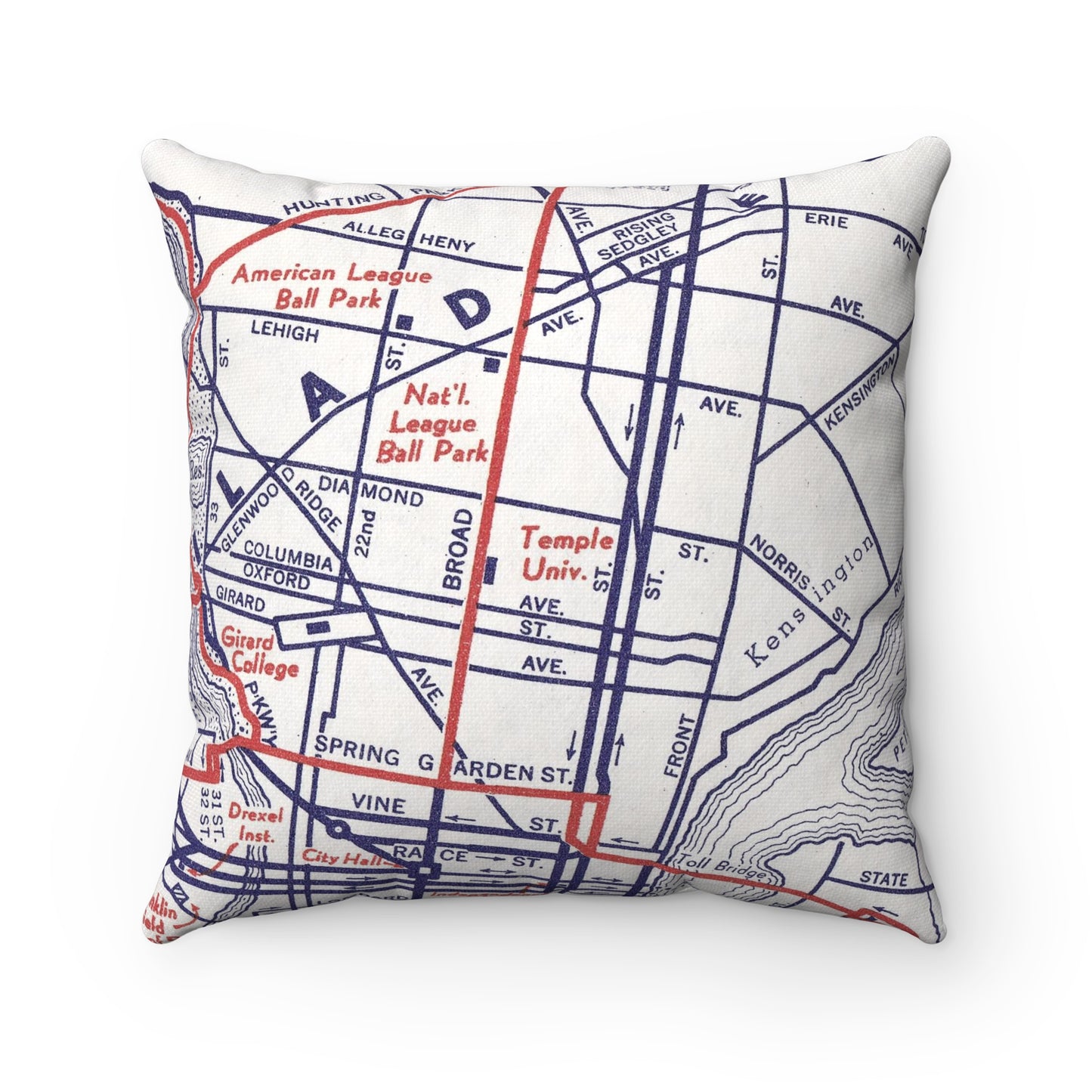 Temple University vintage map pillow