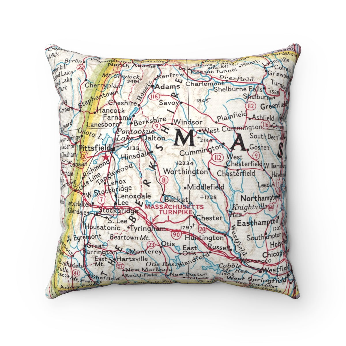 The Berkshires vintage map pillow