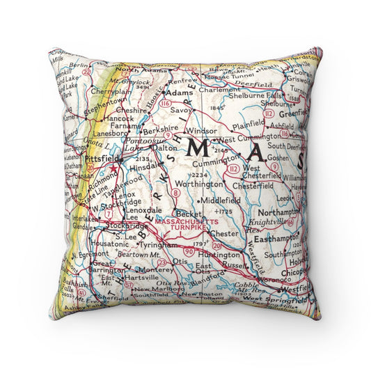 The Berkshires vintage map pillow