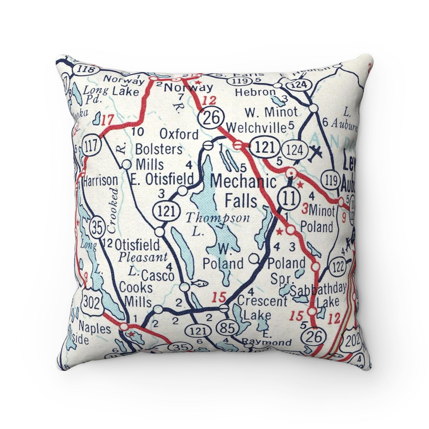Thompson Lake Maine vintage map pillow