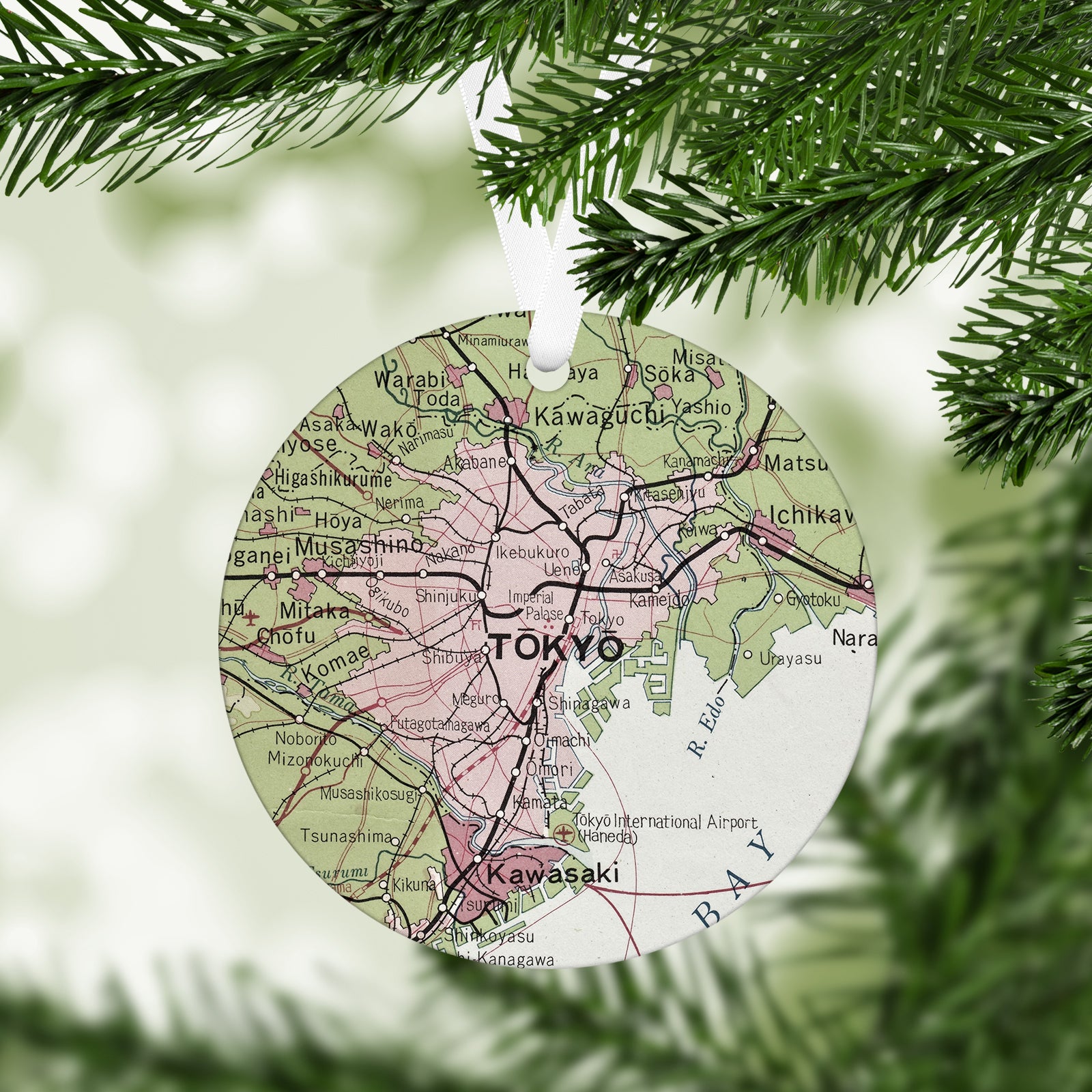 Tokyo Japan Vintage Map Ornament
