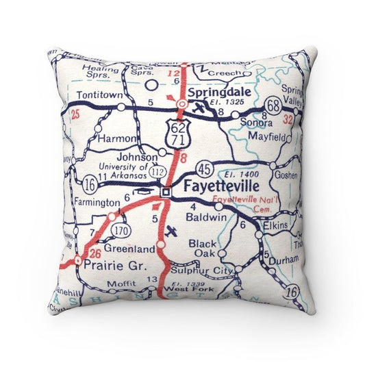 University of Arkansas vintage map pillow