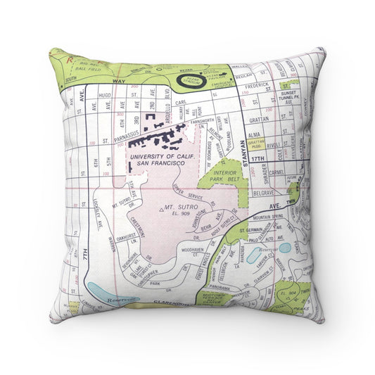 University of California San Francisco vintage map pillow