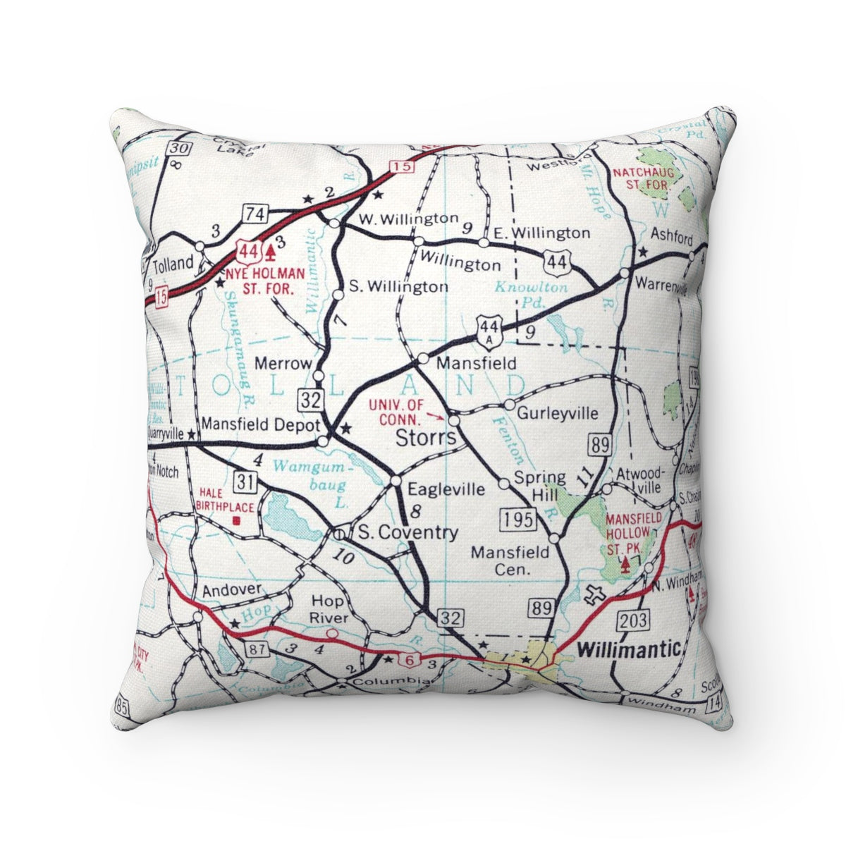 University of Connecticut vintage map pillow
