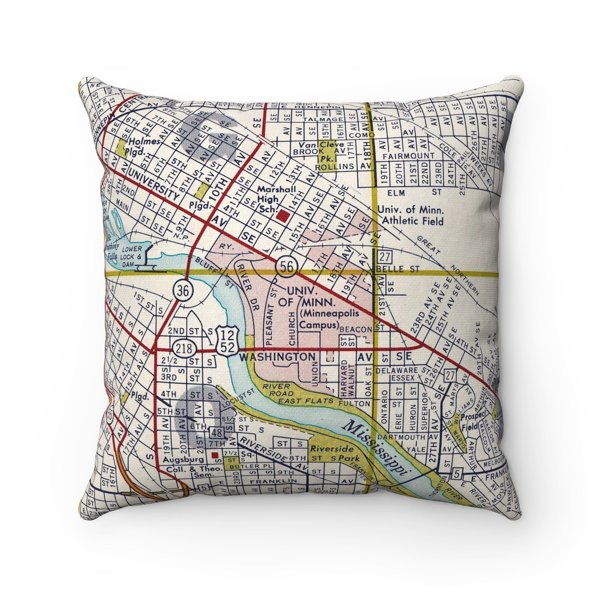University of Minnesota vintage map pillow