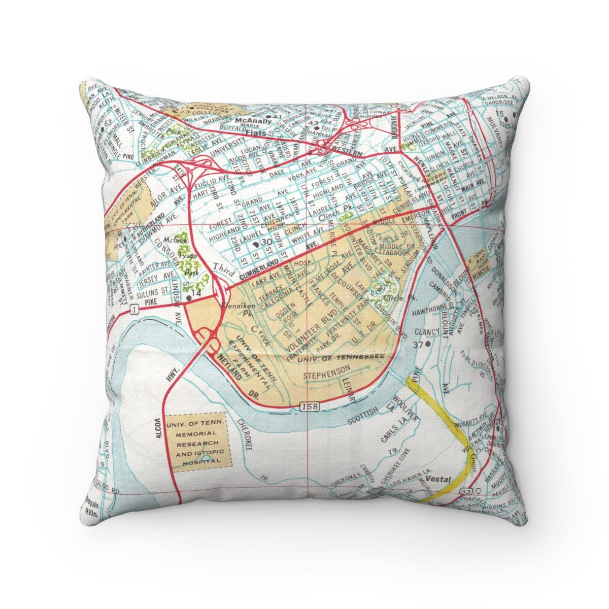 University of Tennessee vintage map pillow