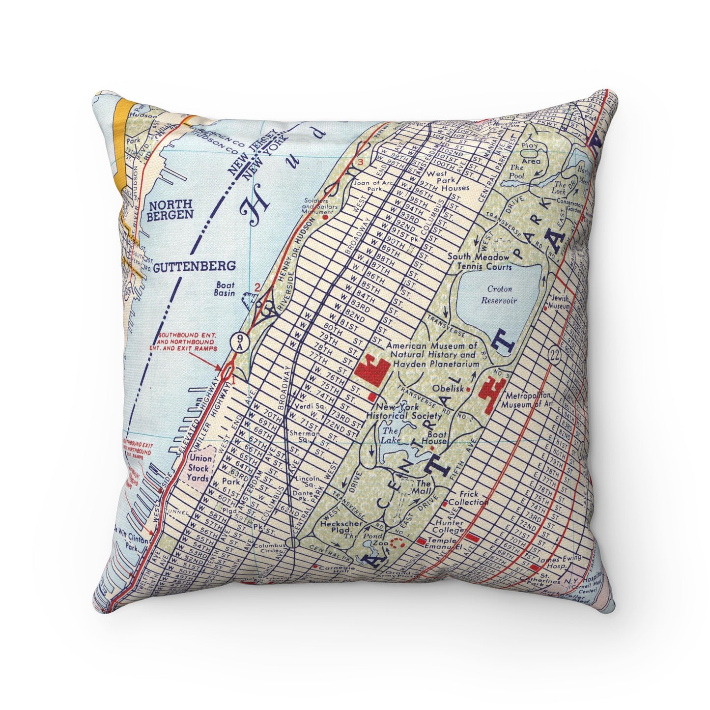 Upper West Side New York vintage map pillow