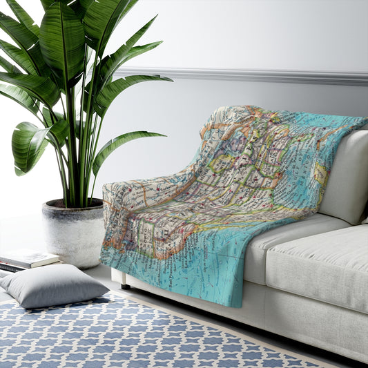 United States Map Sherpa Fleece Blanket | Cozy Travel Throw