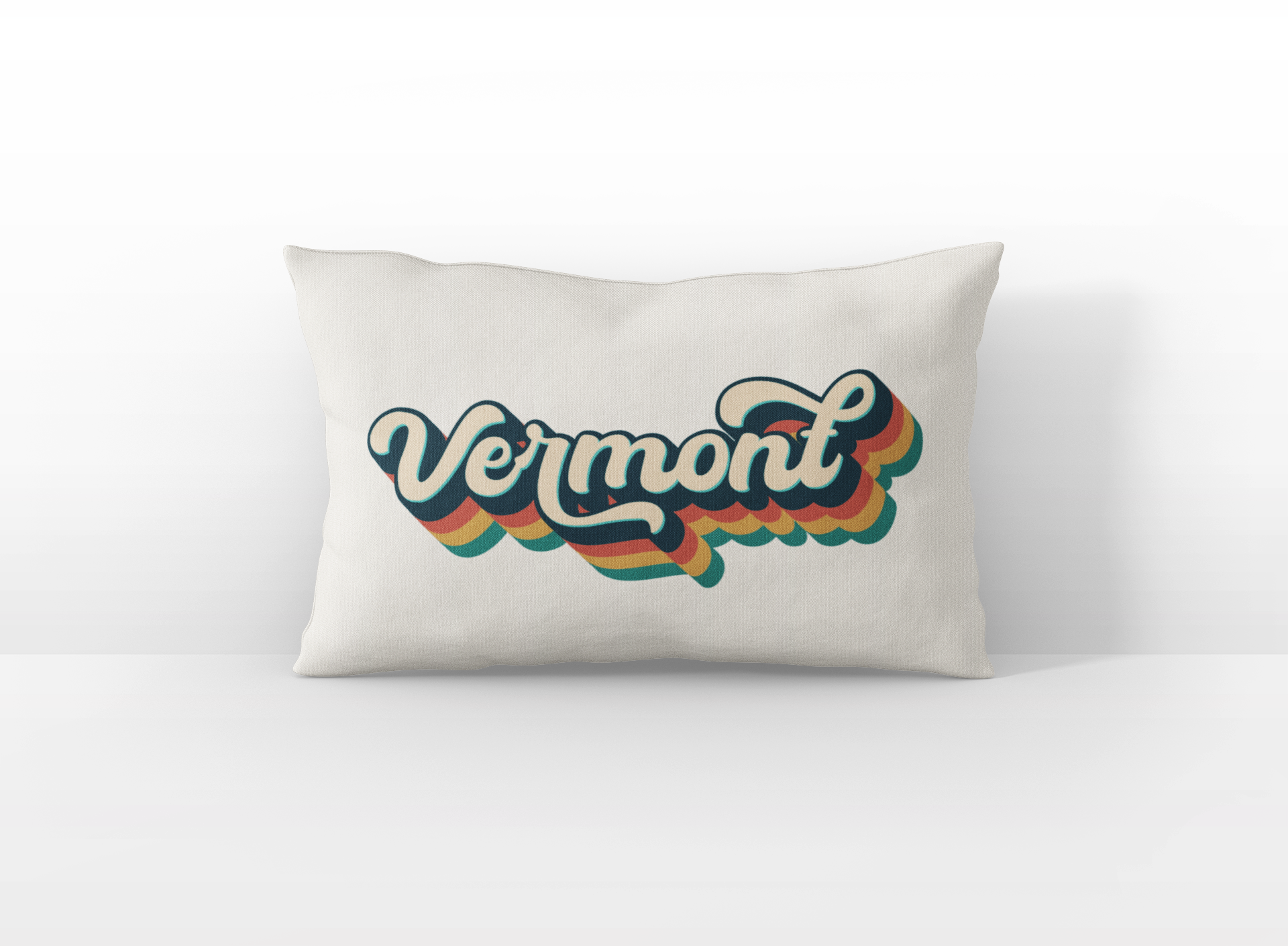 Vermont retro text lumbar pillow