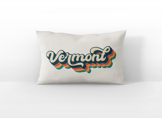 Vermont retro text lumbar pillow