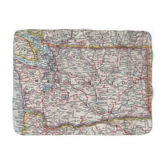 Washington Map Sherpa Fleece Blanket | Cozy Travel Throw