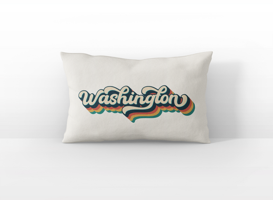Washington retro text lumbar pillow