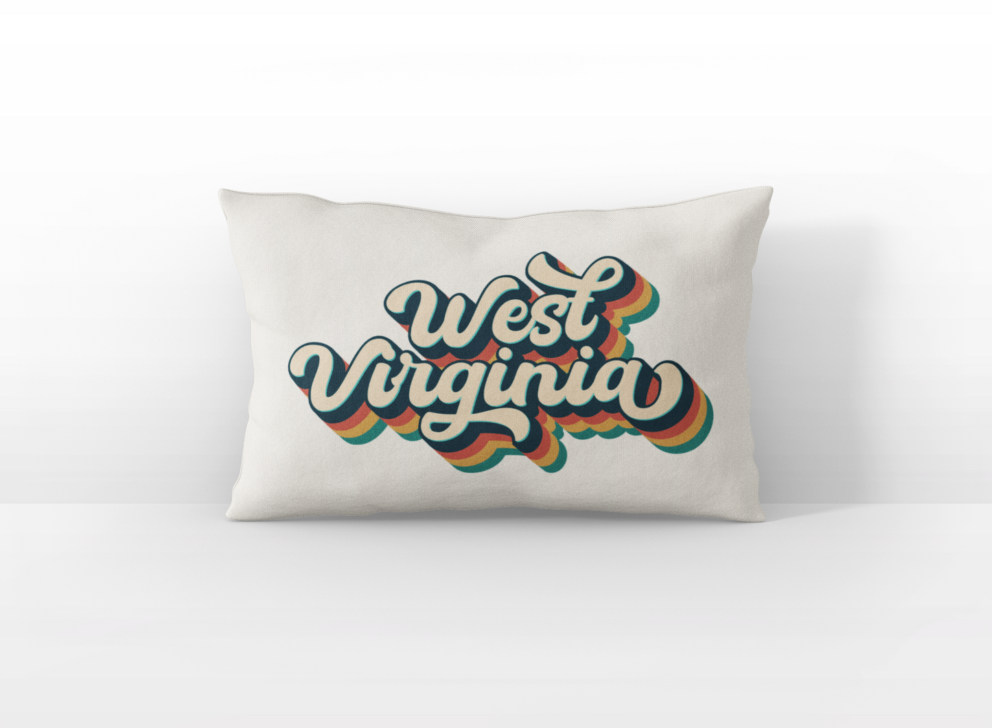 West Virginia retro text lumbar pillow