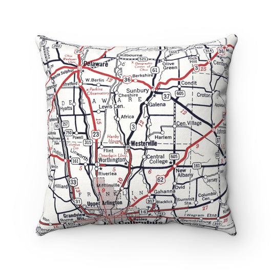 Westerville Ohio vintage map pillow