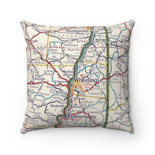 Wheeling West Virginia vintage map pillow