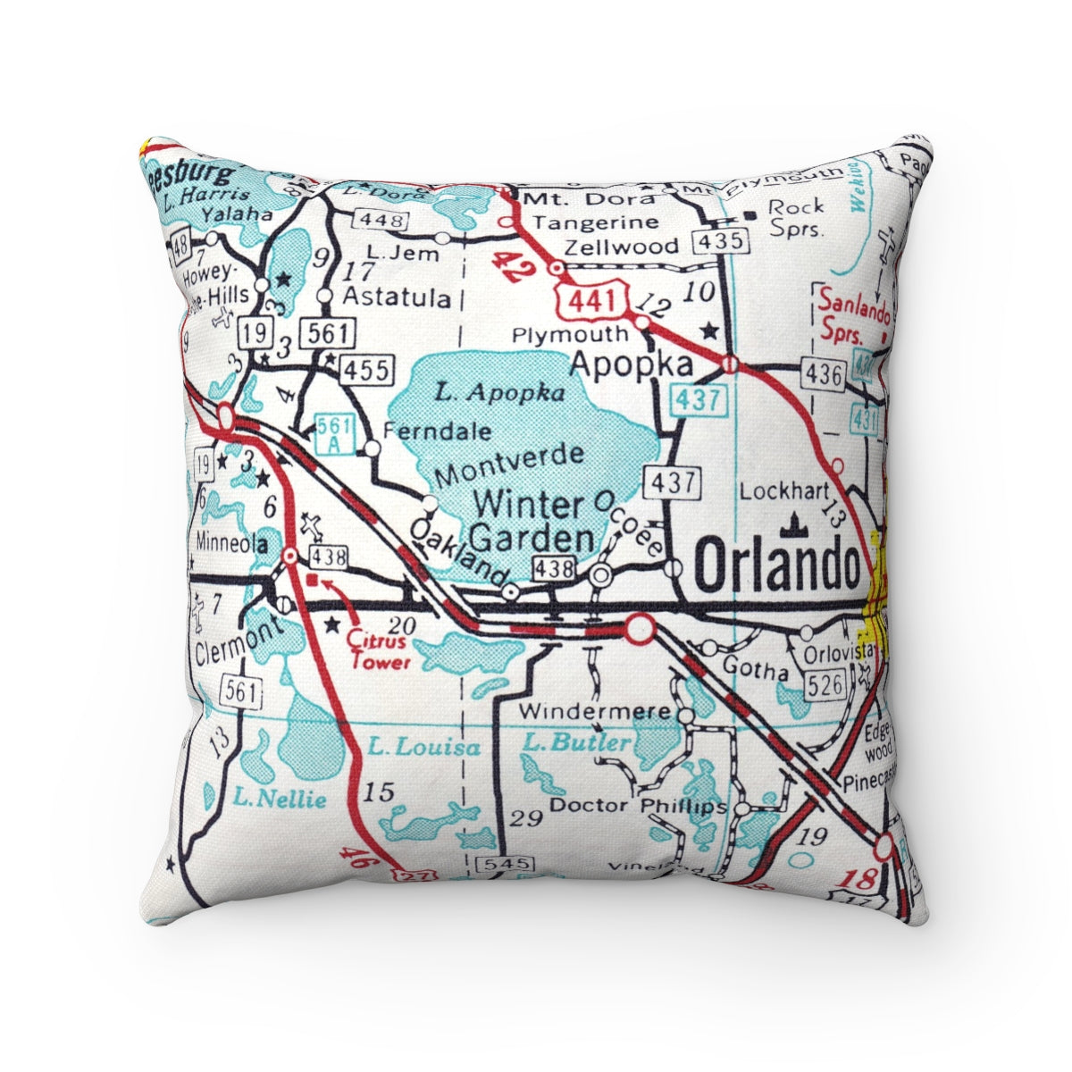 Winter Garden Florida vintage map pillow