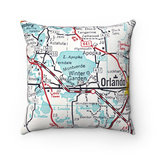 Winter Garden Florida vintage map pillow