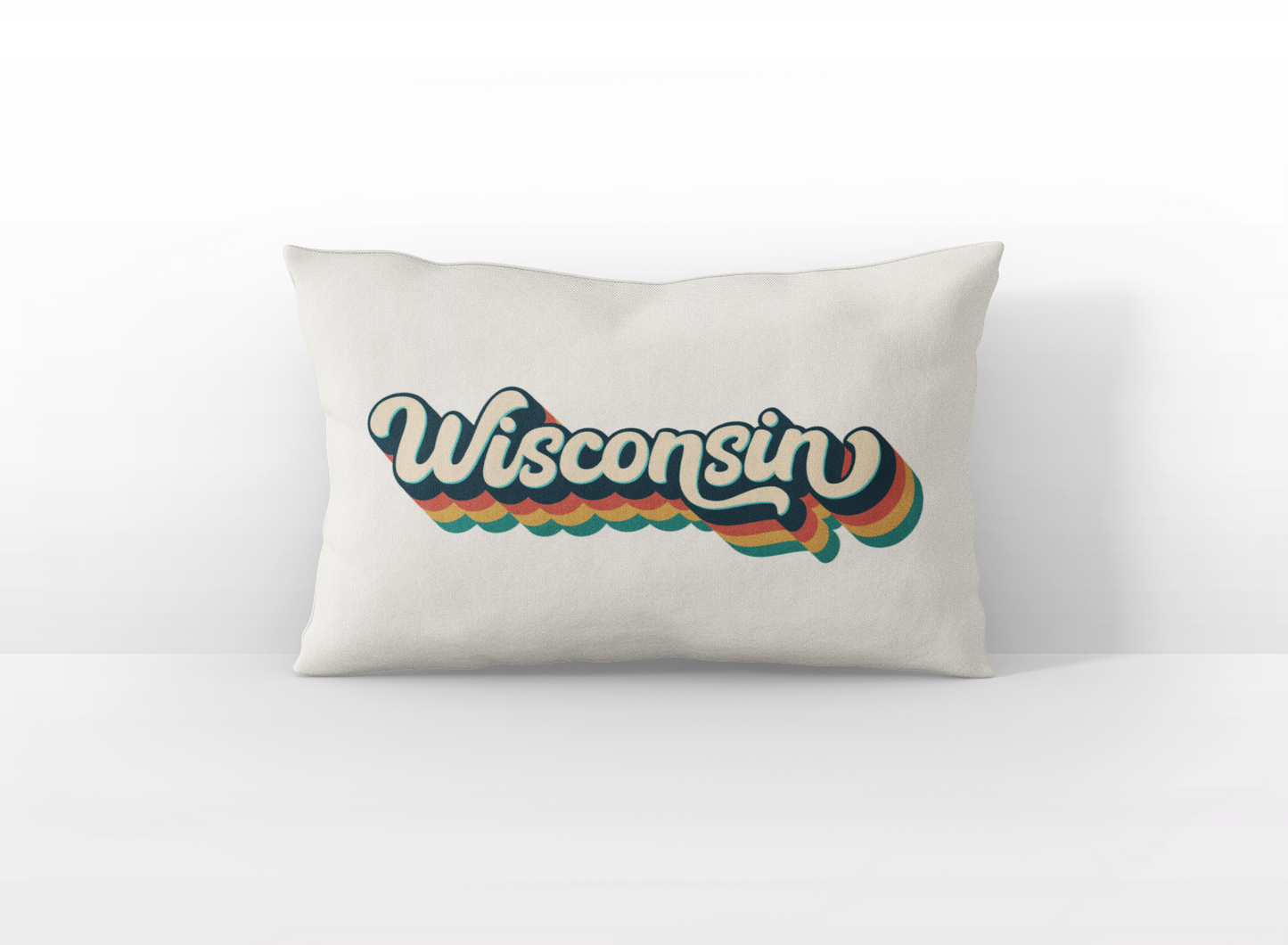 Wisconsin retro text lumbar pillow