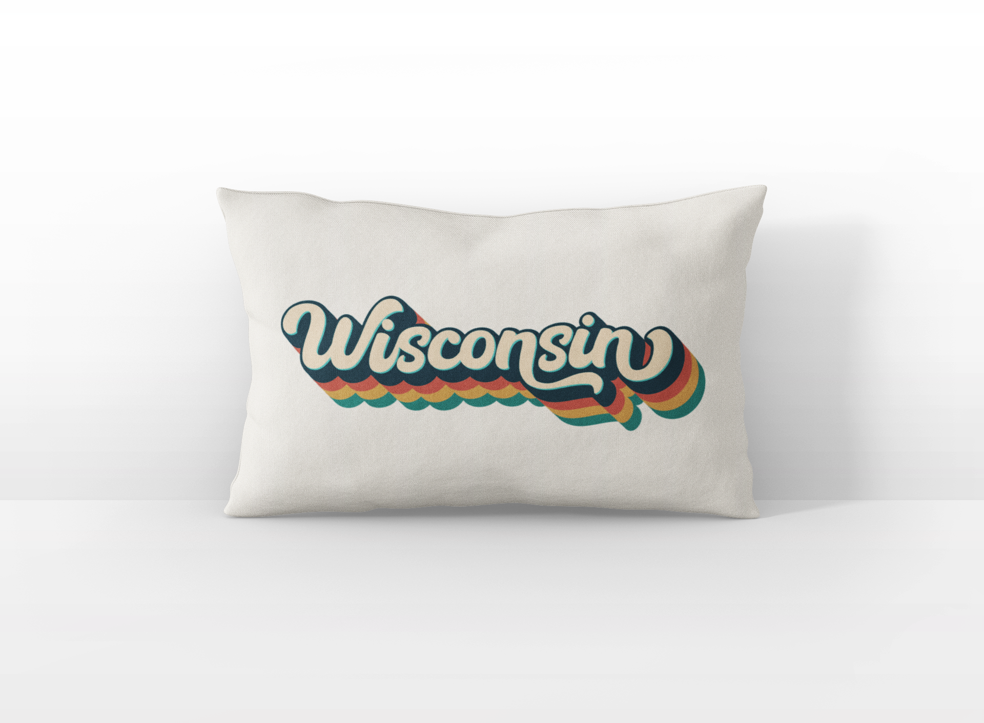 Wisconsin retro text lumbar pillow