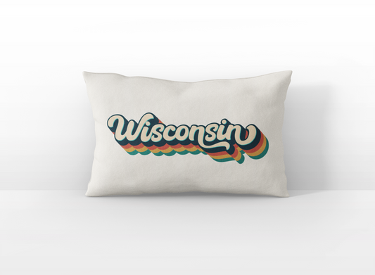 Wisconsin retro text lumbar pillow