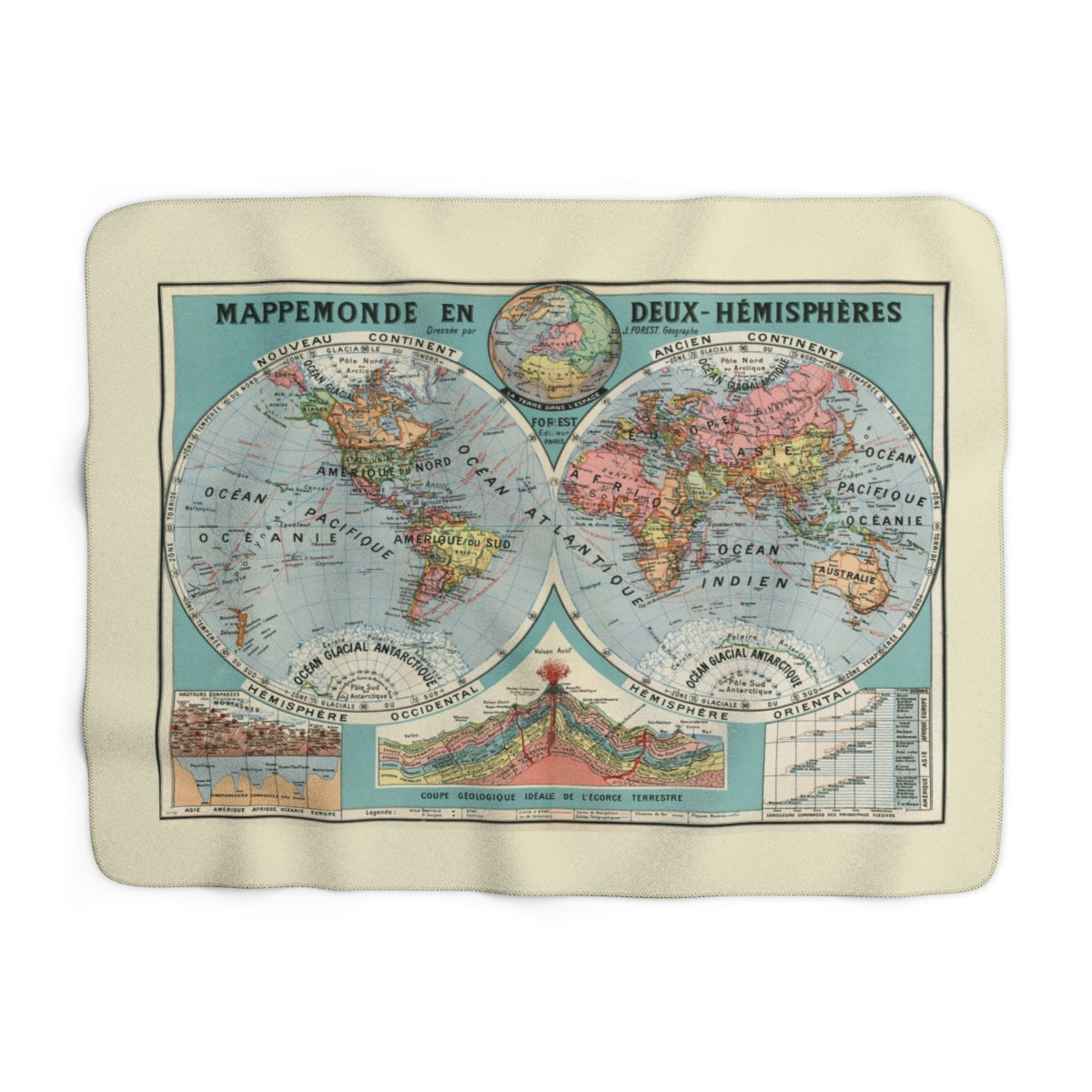 World Map Sherpa Fleece Blanket | Cozy Travel Throw