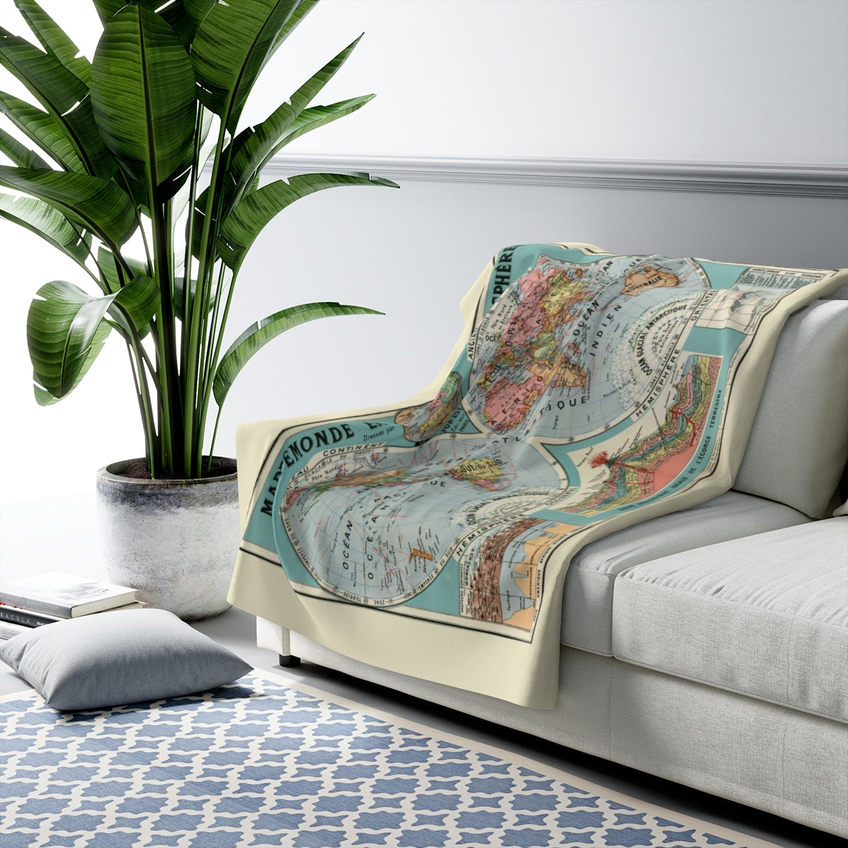 World Map Sherpa Fleece Blanket | Cozy Travel Throw