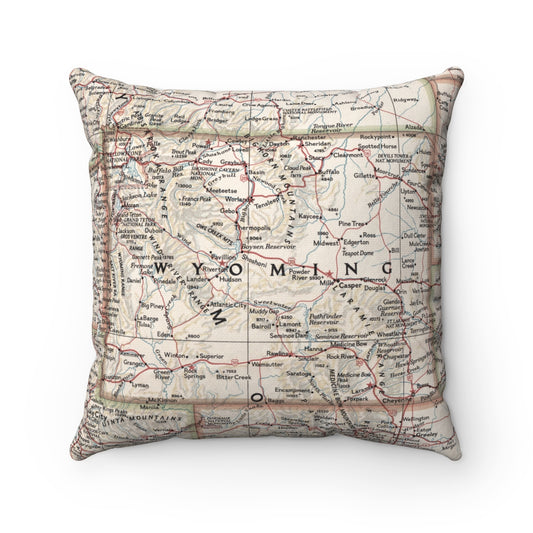 Wyoming vintage map pillow