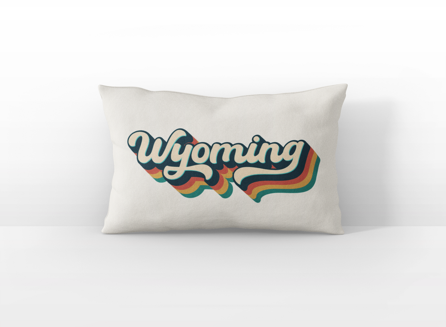 Wyoming retro text lumbar pillow
