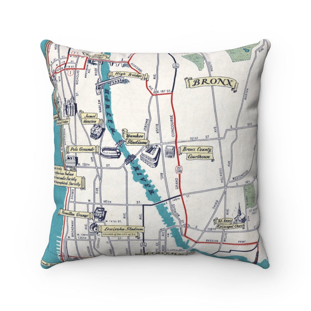 Yankee Stadium vintage map pillow