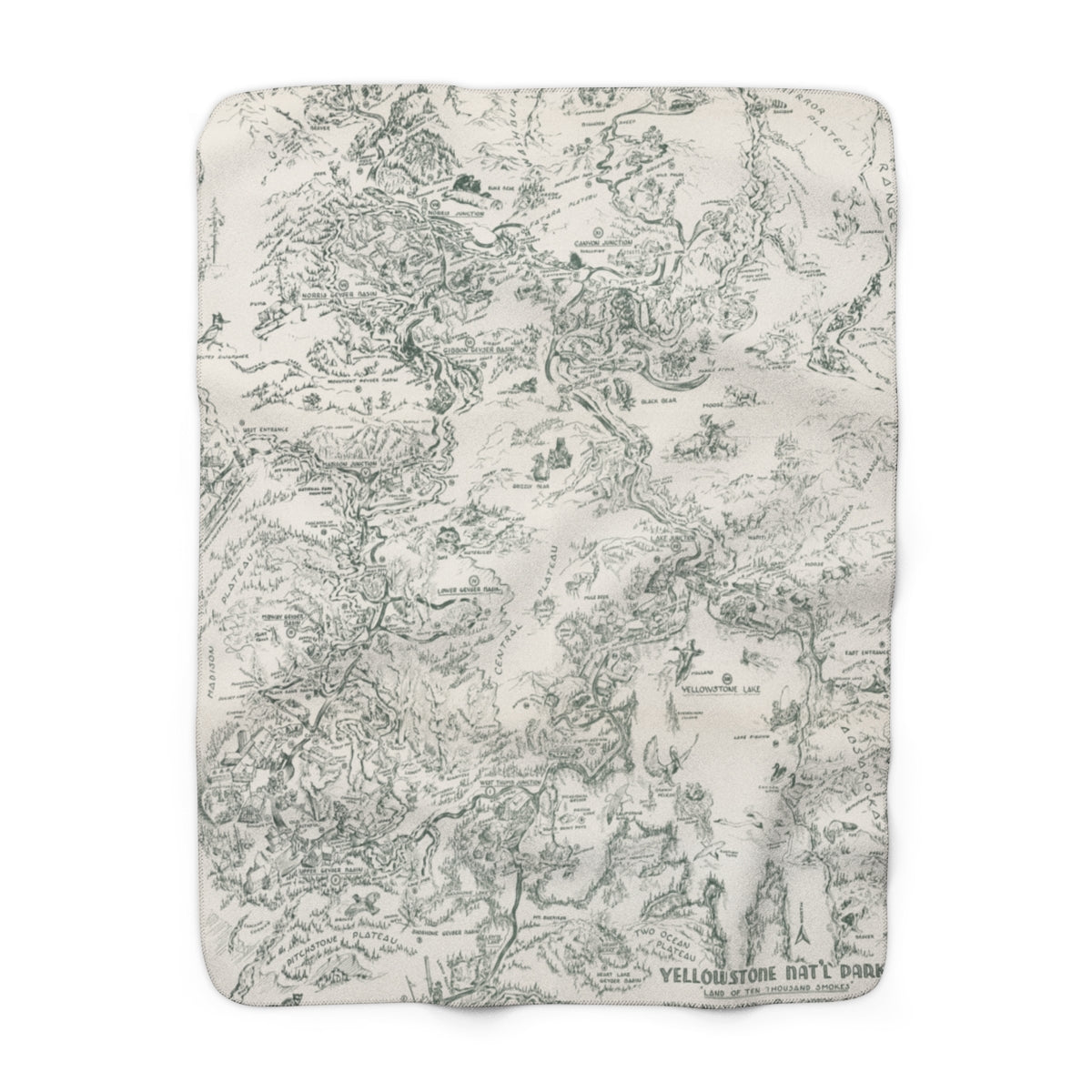 Yellowstone National Park Map Sherpa Fleece Blanket | Cozy Travel Throw